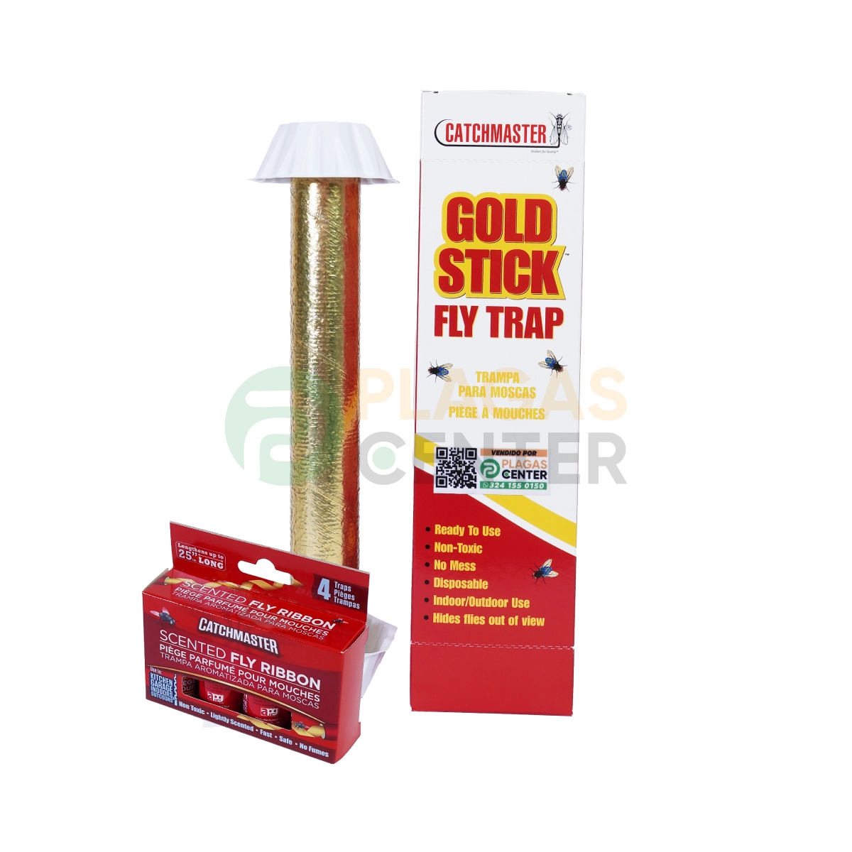 Combo Atrapa Moscas: Gold Stick + Fly Ribbon * 4 1 GOLD-STICK-+-FLY-RIBBON
