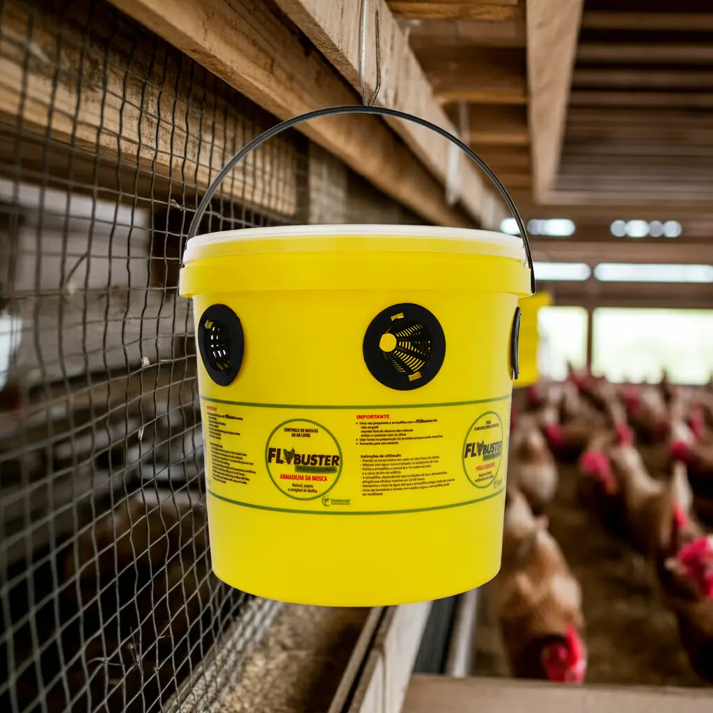 Combo Finca: Trampa para moscas Fly Buster 10 Lts + Cebo 250 Grs 4 TRAMPA PARA MOSCAS PARA GALPONES DE GALLINAS