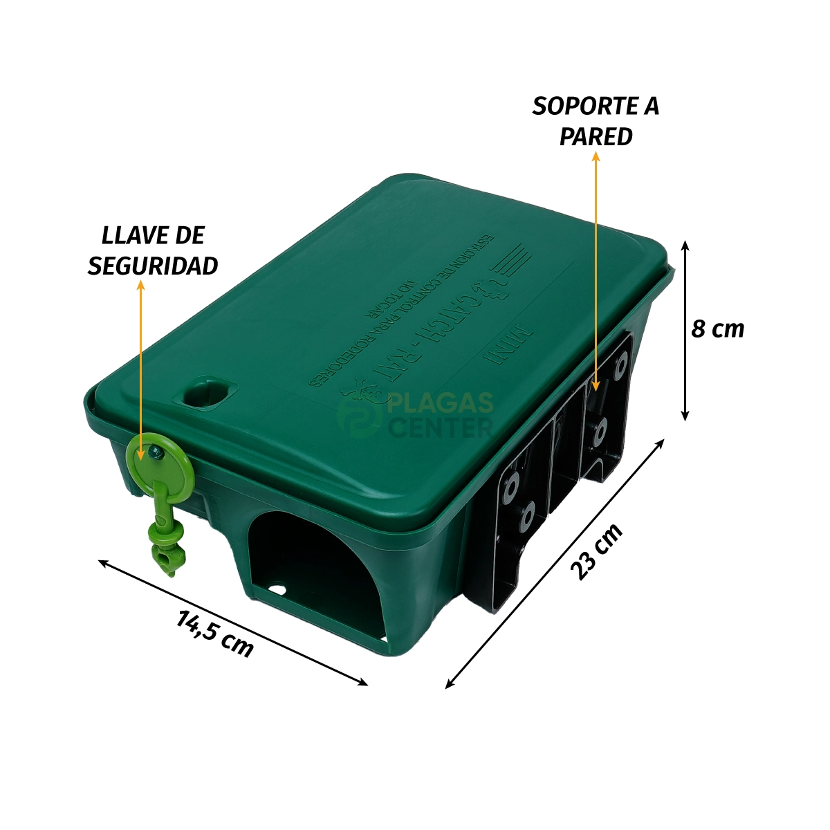 Caja Cebadero Mini Catch Rat 11 MEDIDAS-CAJA-CEBADERA-PARA-RATAS-MINI-CATCHRAT-VERDE